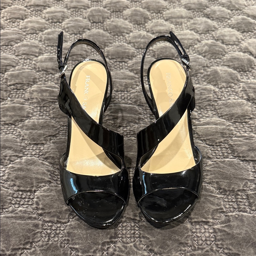 Franco Sarto Black Patent Leather Heels size 9